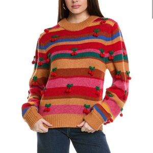 FARM Rio Striped Sweater with Cherry Accents